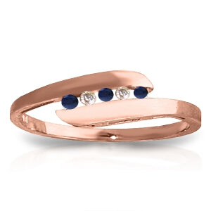 0.25 Carat 14K Solid Rose Gold Ring Channel Set Diamond Sapphire