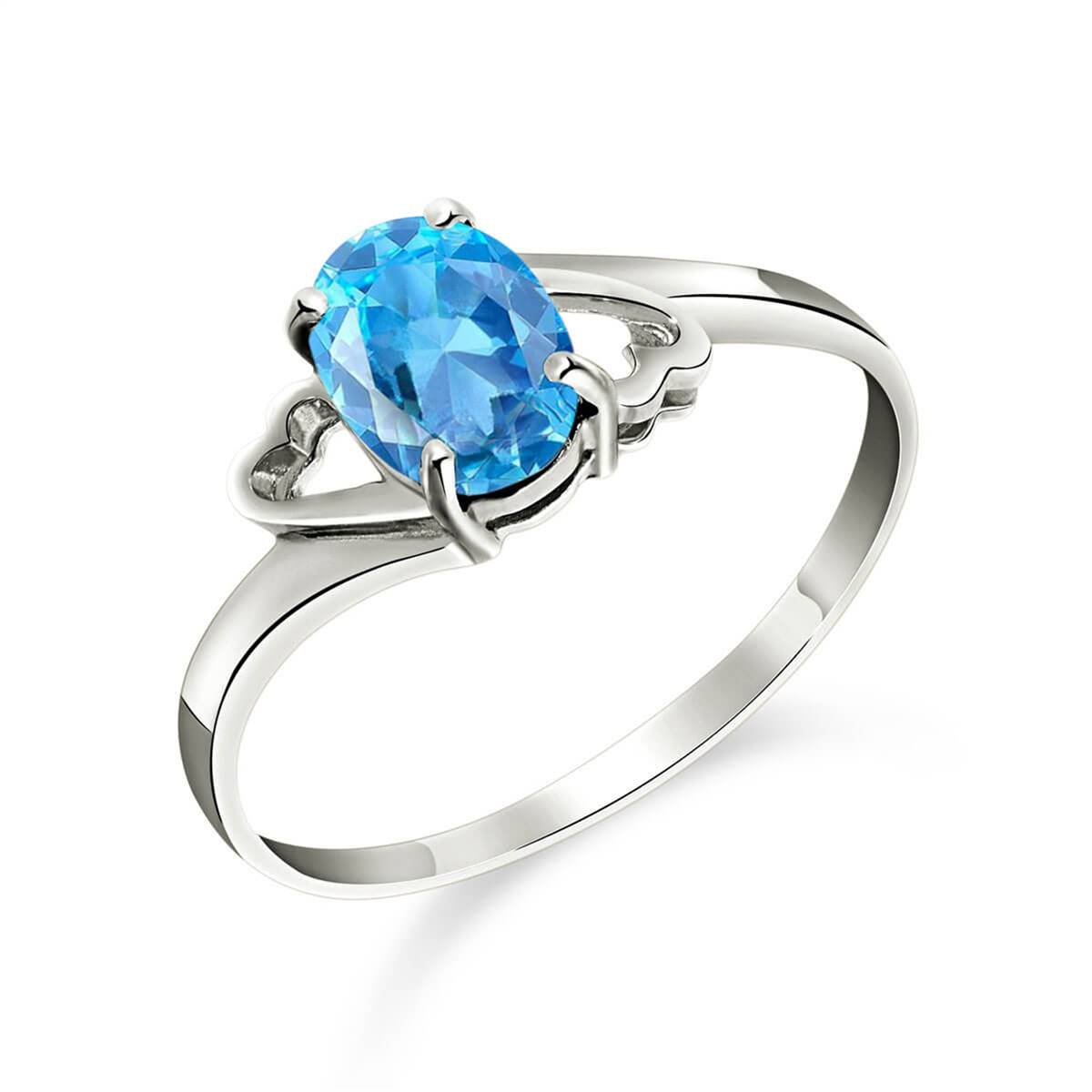0.95 Carat 14K Solid White Gold Follow My Lead Blue Topaz Ring
