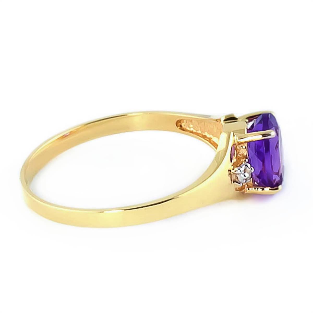 0.76 Carat 14K Solid Yellow Gold Bow To You Amethyst Diamond Ring