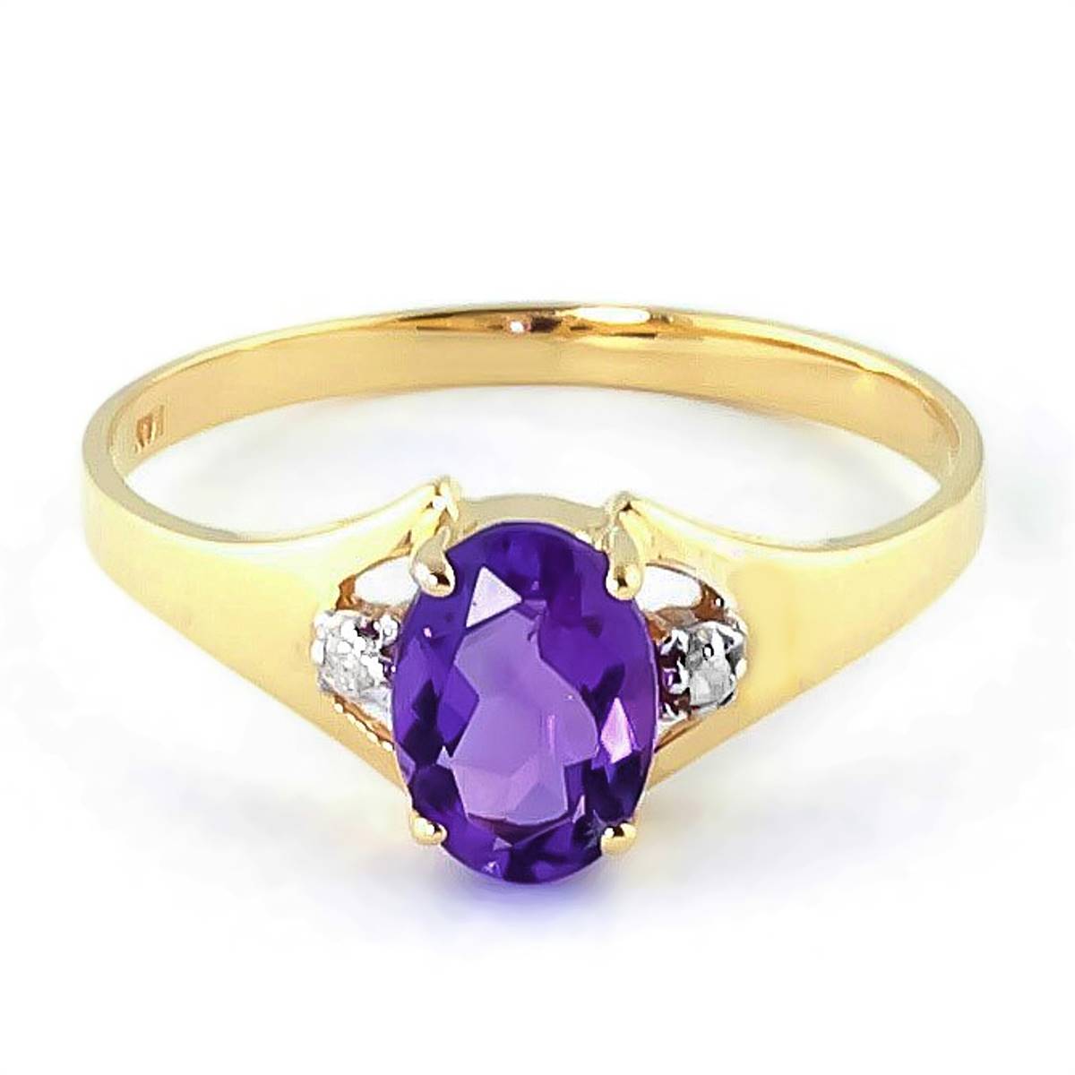 0.76 Carat 14K Solid Yellow Gold Bow To You Amethyst Diamond Ring