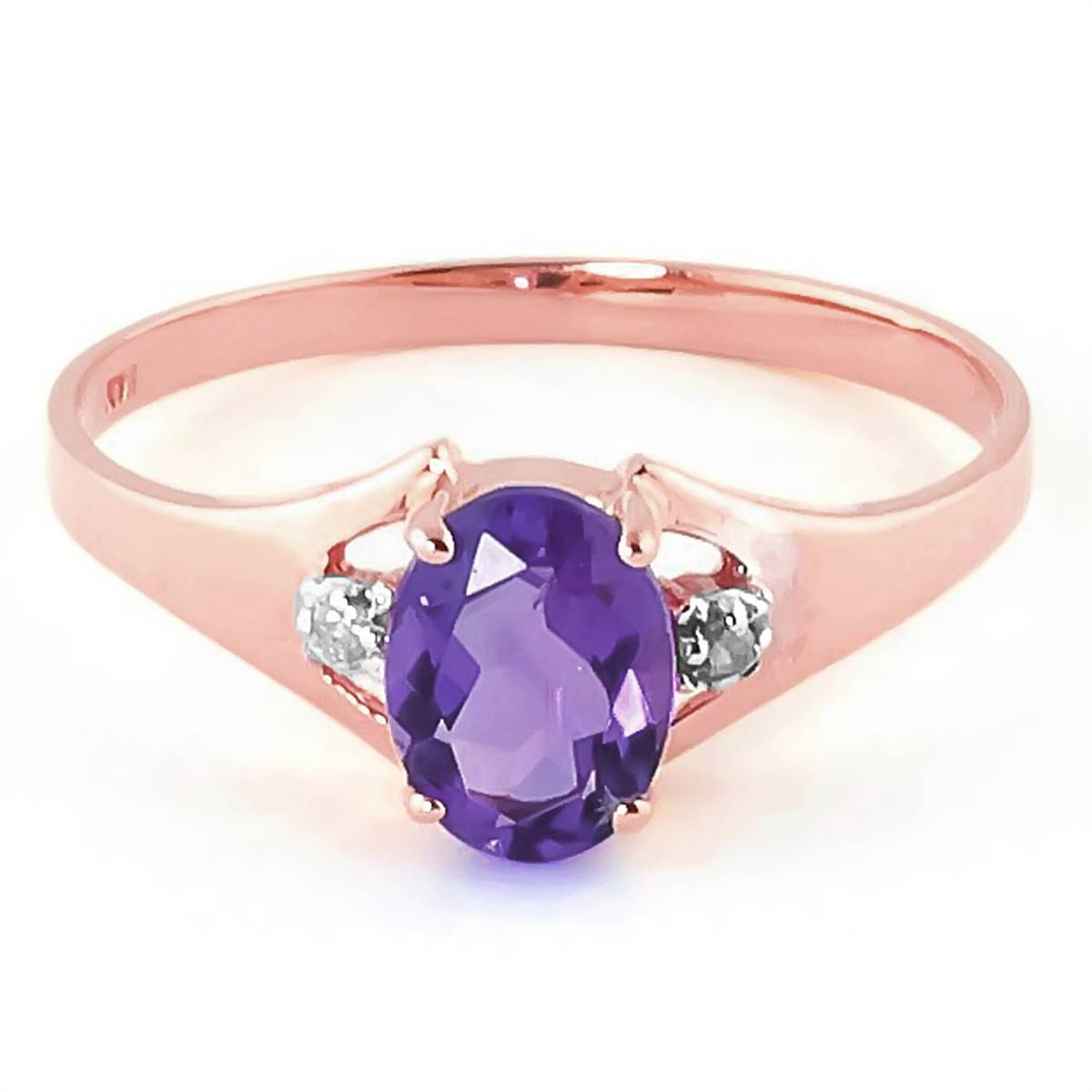 0.76 Carat 14K Solid Rose Gold Brilliance Amethyst Diamond Ring