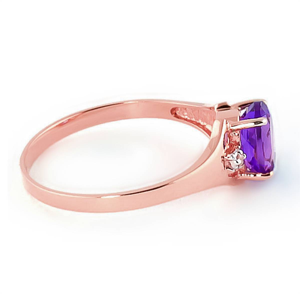 0.76 Carat 14K Solid Rose Gold Brilliance Amethyst Diamond Ring