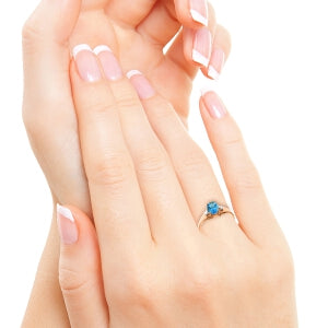 0.76 Carat 14K Solid Rose Gold Brilliance Blue Topaz Diamond Ring
