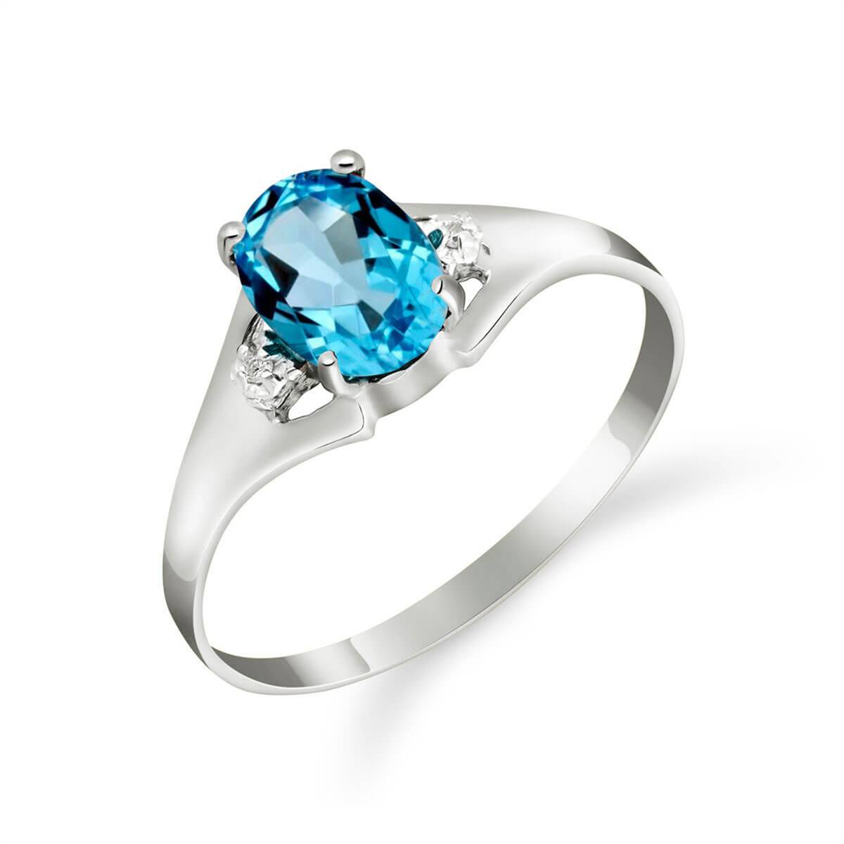 0.76 Carat 14K Solid White Gold Regulated Heartbeat Blue Topaz Diamond Ring