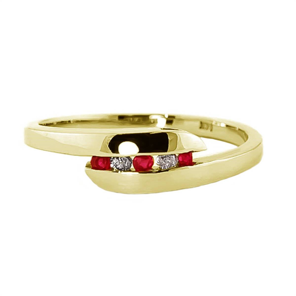 0.25 Carat 14K Solid Yellow Gold Ring Channel Set Diamond Ruby