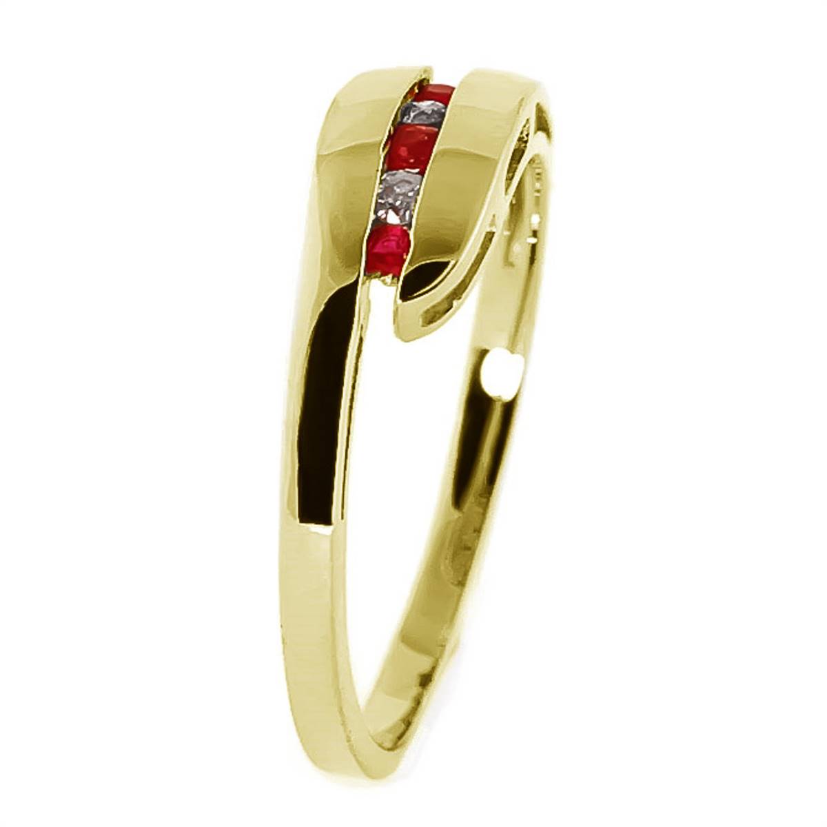 0.25 Carat 14K Solid Yellow Gold Ring Channel Set Diamond Ruby