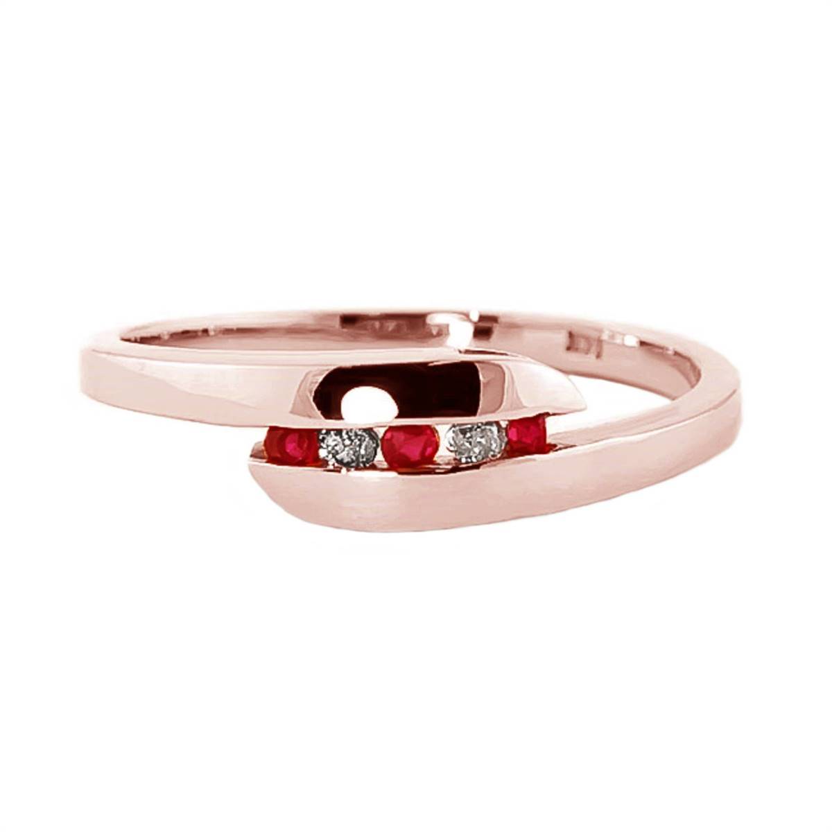 0.25 Carat 14K Solid Rose Gold Ring Channel Set Diamond Ruby