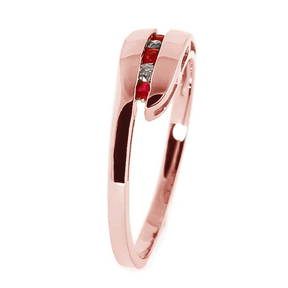 0.25 Carat 14K Solid Rose Gold Ring Channel Set Diamond Ruby