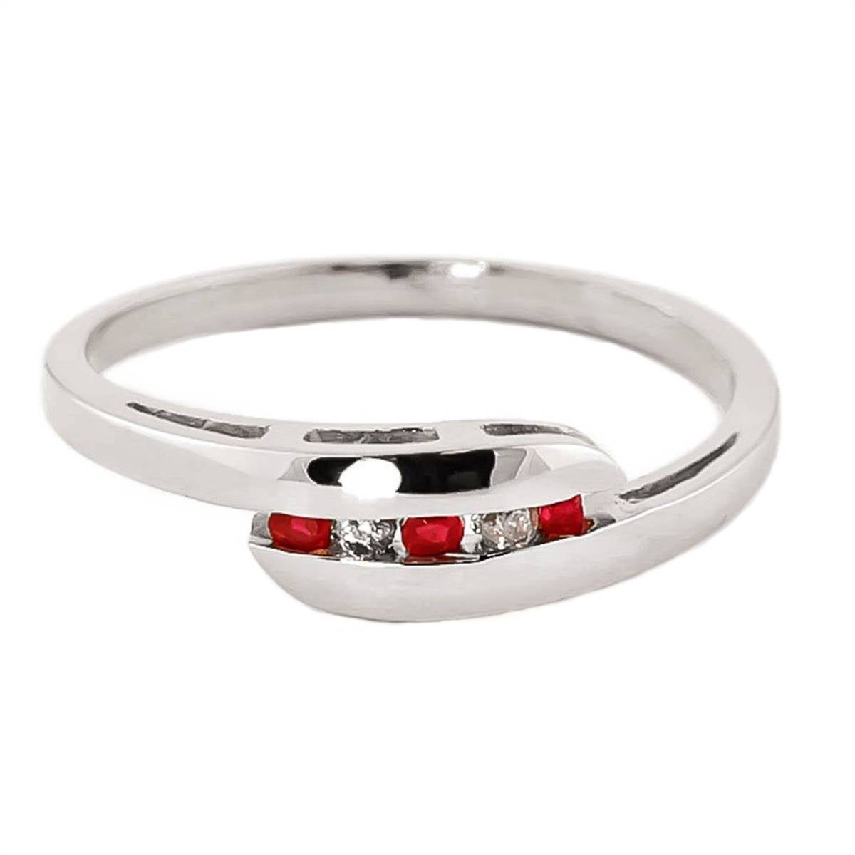 0.25 Carat 14K Solid White Gold Ring Channel Set Diamond Ruby