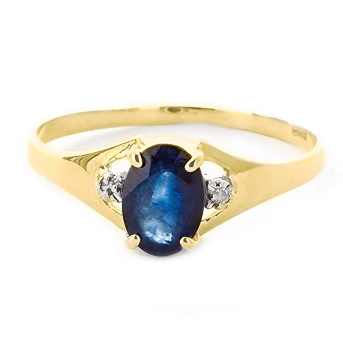 1.26 Carat 14K Solid Yellow Gold Ring Natural Diamond Sapphire