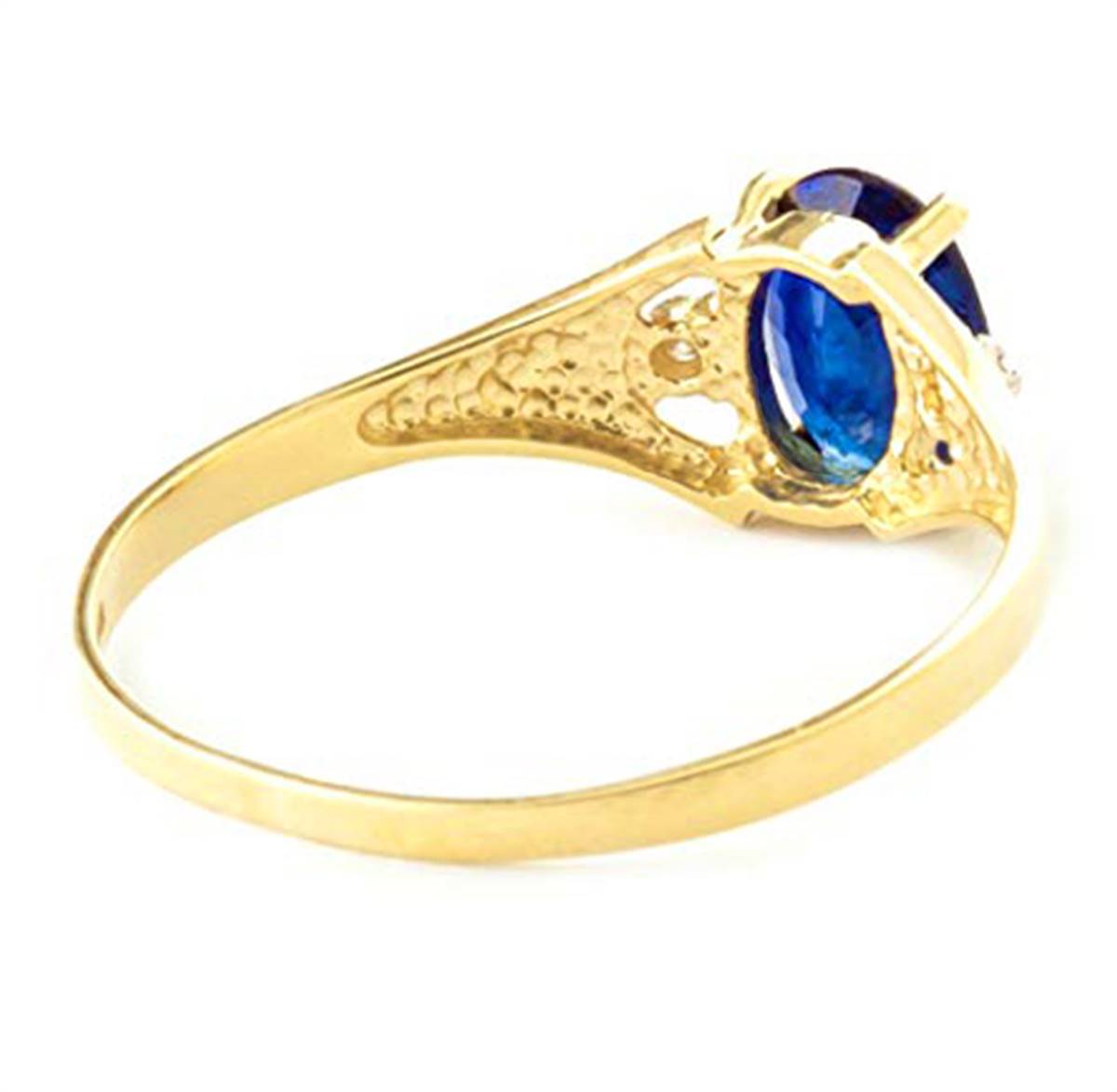 1.26 Carat 14K Solid Yellow Gold Ring Natural Diamond Sapphire