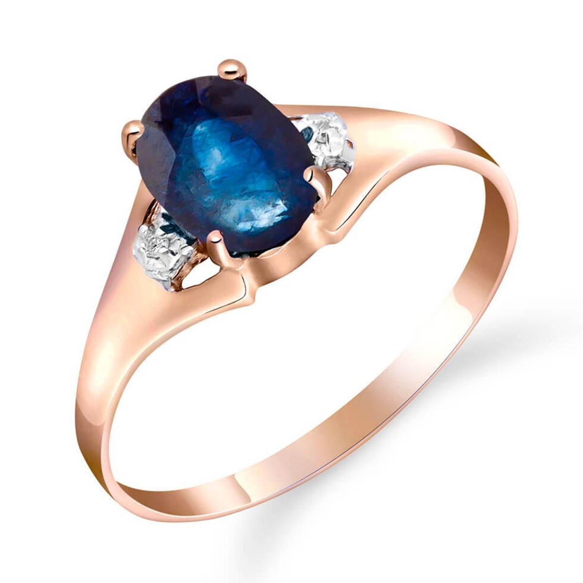 1.26 Carat 14K Solid Rose Gold Ring Natural Diamond Sapphire