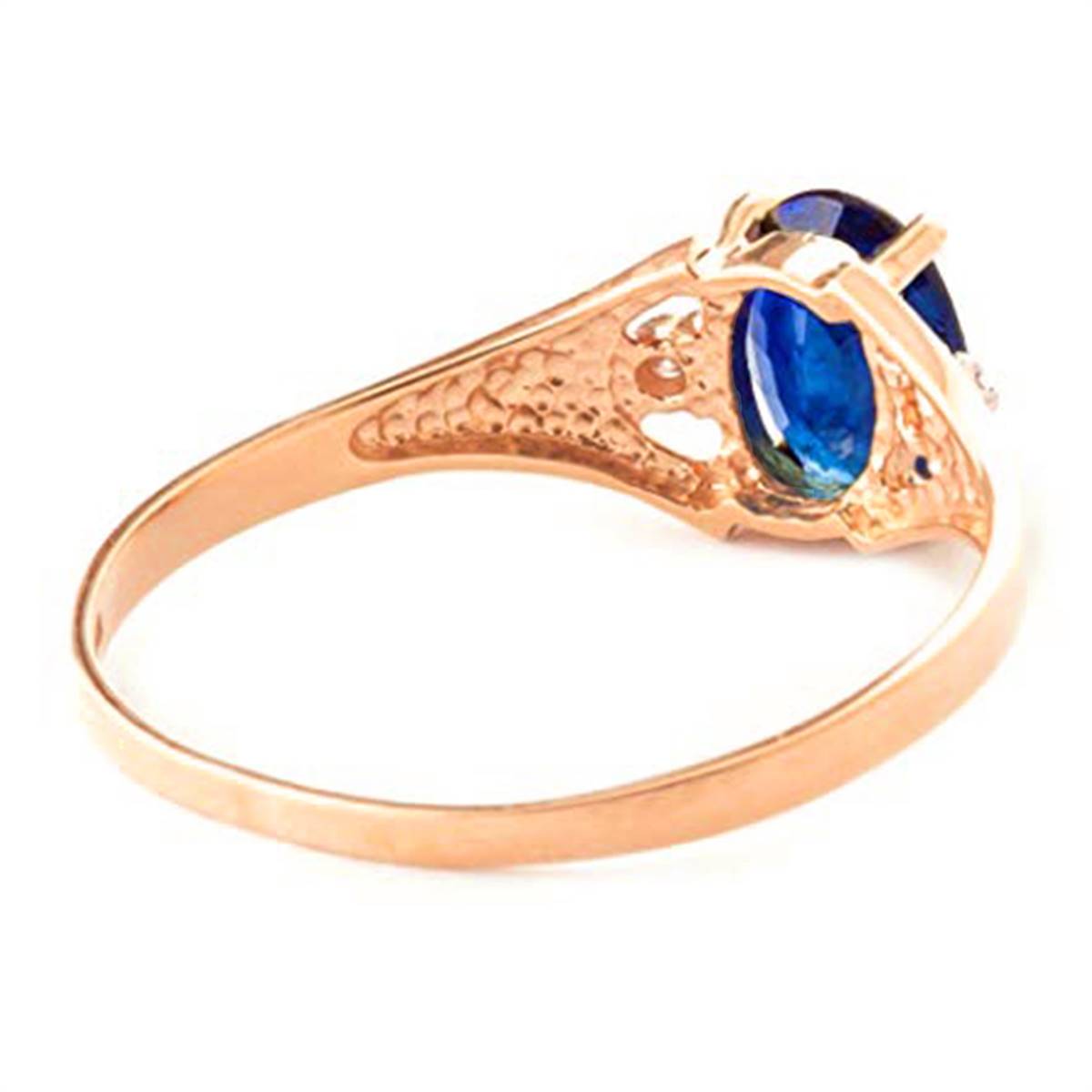 1.26 Carat 14K Solid Rose Gold Ring Natural Diamond Sapphire