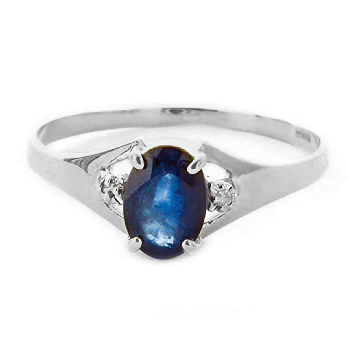 1.26 Carat 14K Solid White Gold Ring Natural Diamond Sapphire