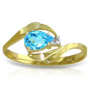 0.41 Carat 14K Solid Yellow Gold Confidence Is Key Blue Topaz Diamond Ring