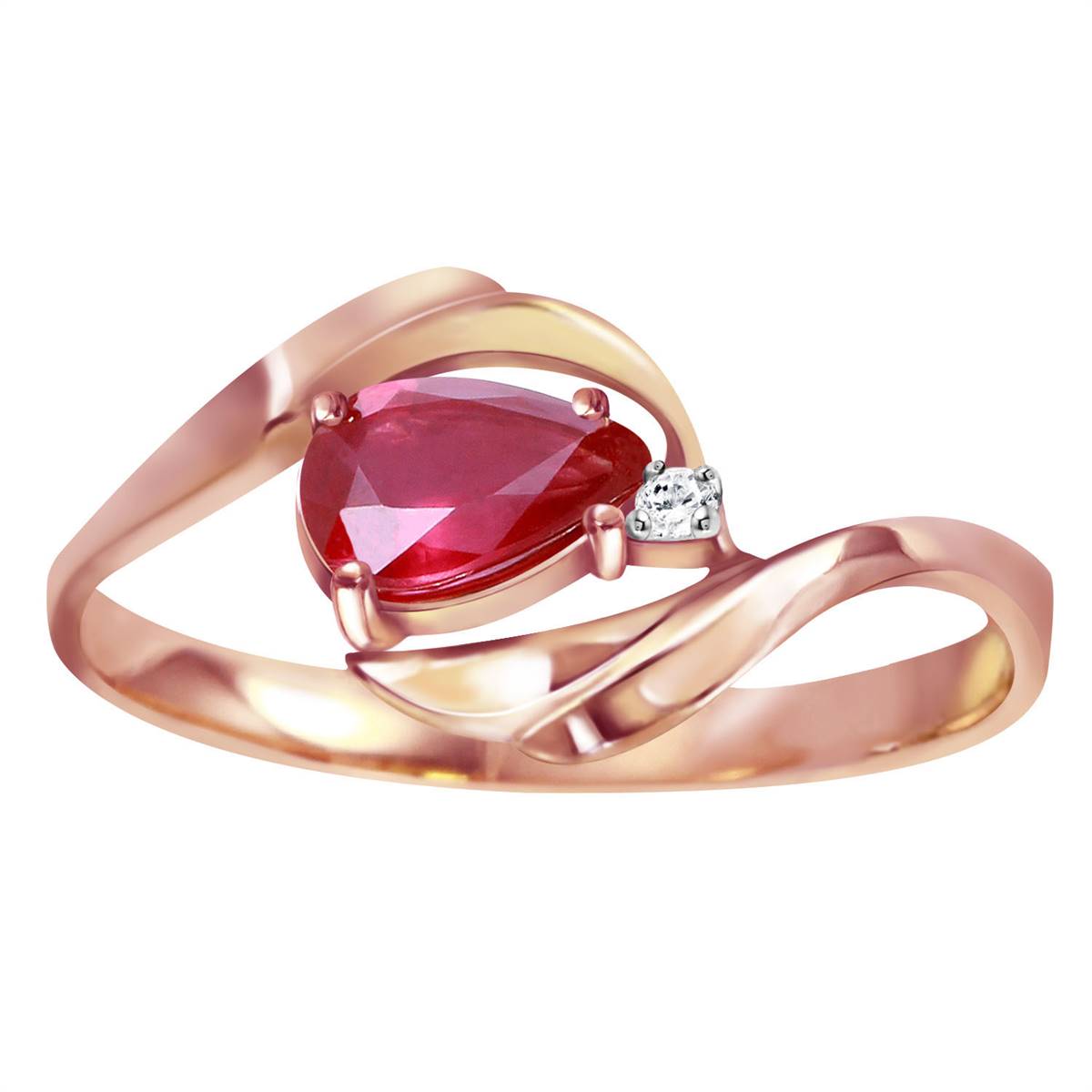 0.51 Carat 14K Solid Rose Gold Waves Ruby Diamond Ring