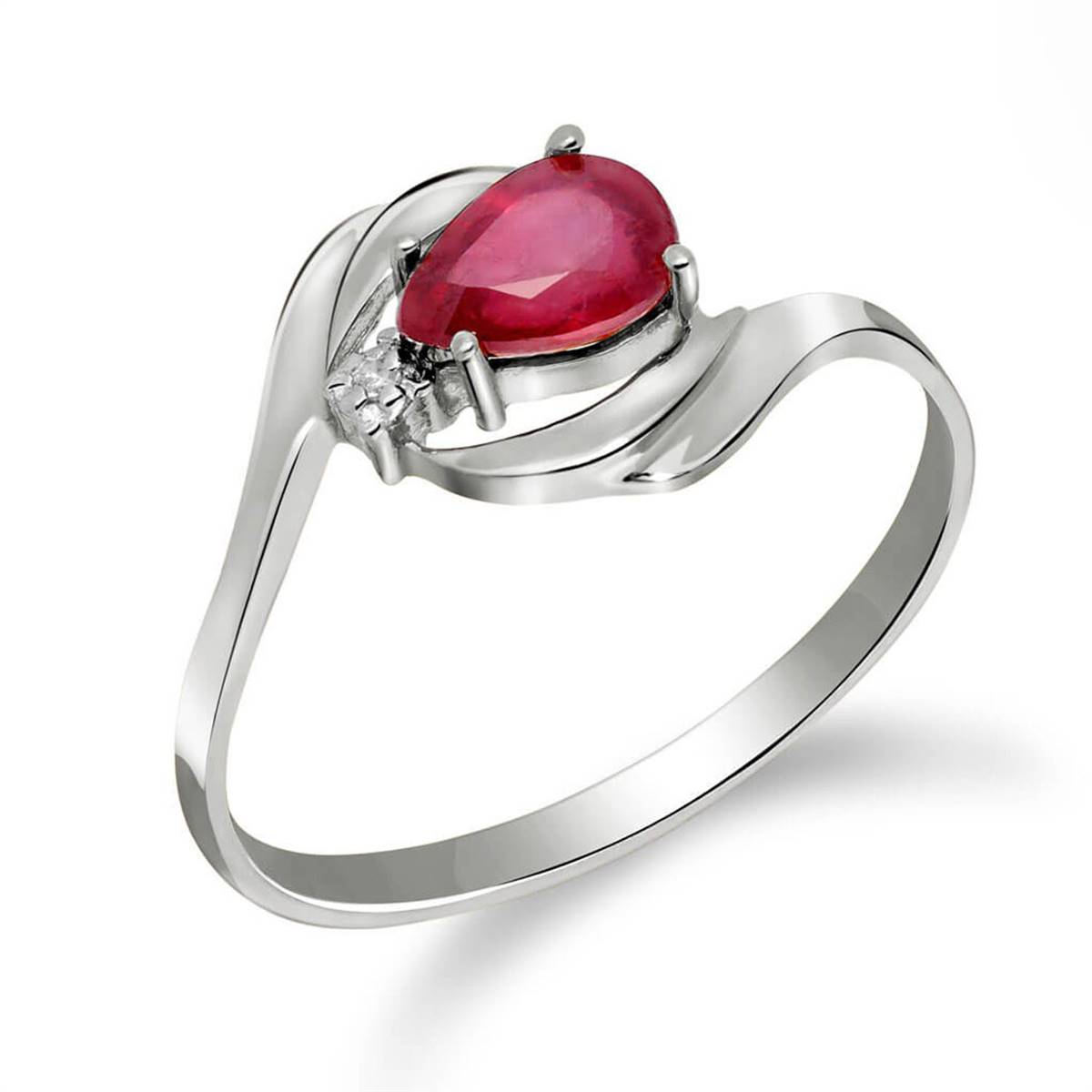 0.51 Carat 14K Solid White Gold Love Sees Ruby Diamond Ring