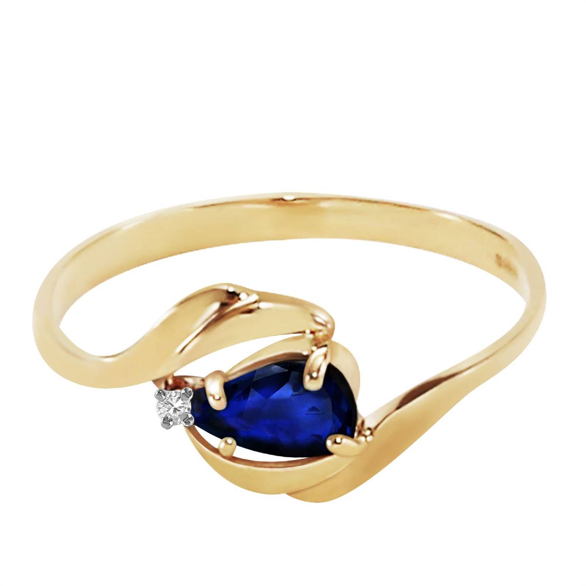 0.51 Carat 14K Solid Yellow Gold Turbulent Waters Sapphire Diamond Ring