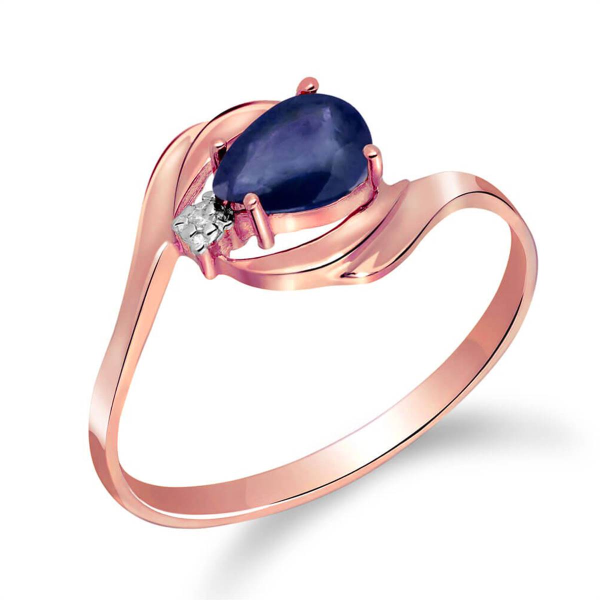 0.51 Carat 14K Solid Rose Gold Waves Sapphire Diamond Ring