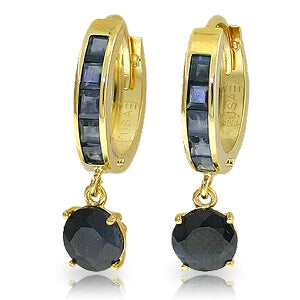 3.3 Carat 14K Solid Yellow Gold Huggie Earrings Natural Sapphire