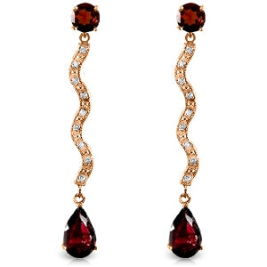 14K Solid Rose Gold Earrings w/ Natural Diamonds & Garnets