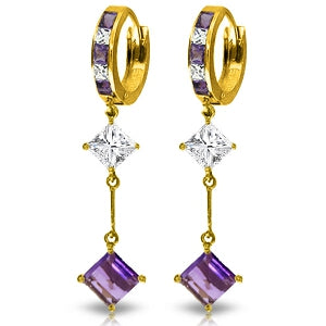 7.1 Carat 14K Solid Yellow Gold Fire Ice Cubic Zirconia Earrings