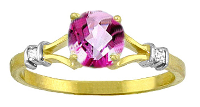 1.02 Carat 14K Solid White Gold Be Original Pink Topaz Diamond Ring