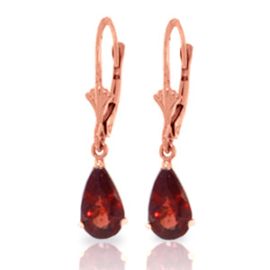 2.45 Carat 14K Solid White Gold Leverback Earrings Garnet