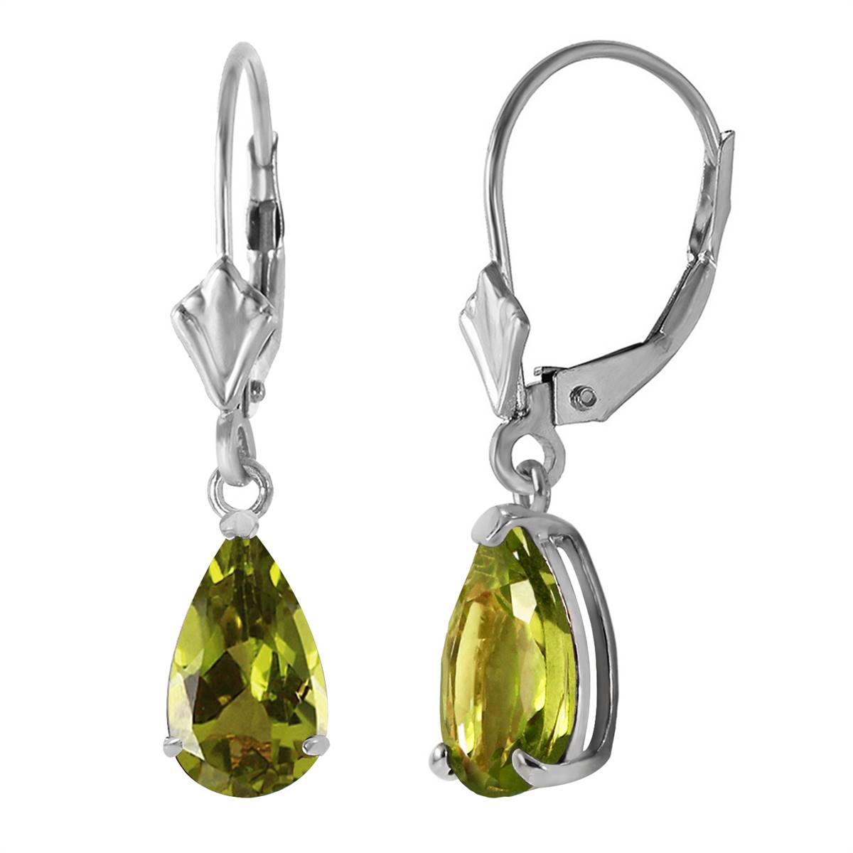 3 Carat 14K Solid White Gold Right Decisions Peridot Earrings