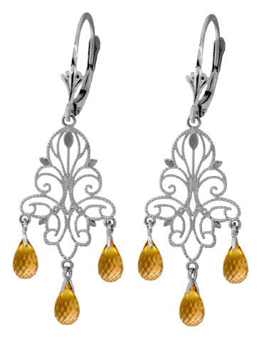 3.75 Carat 14K Solid Yellow Gold Chandelier Earrings Natural Citrine Gemstone