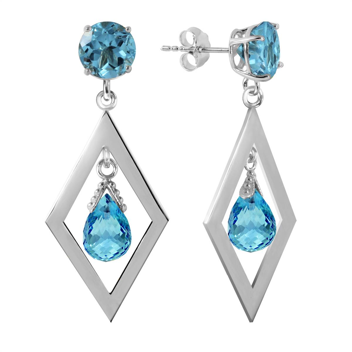 2.4 Carat 14K Solid Yellow Gold Make A Comeback Blue Topaz Earrings