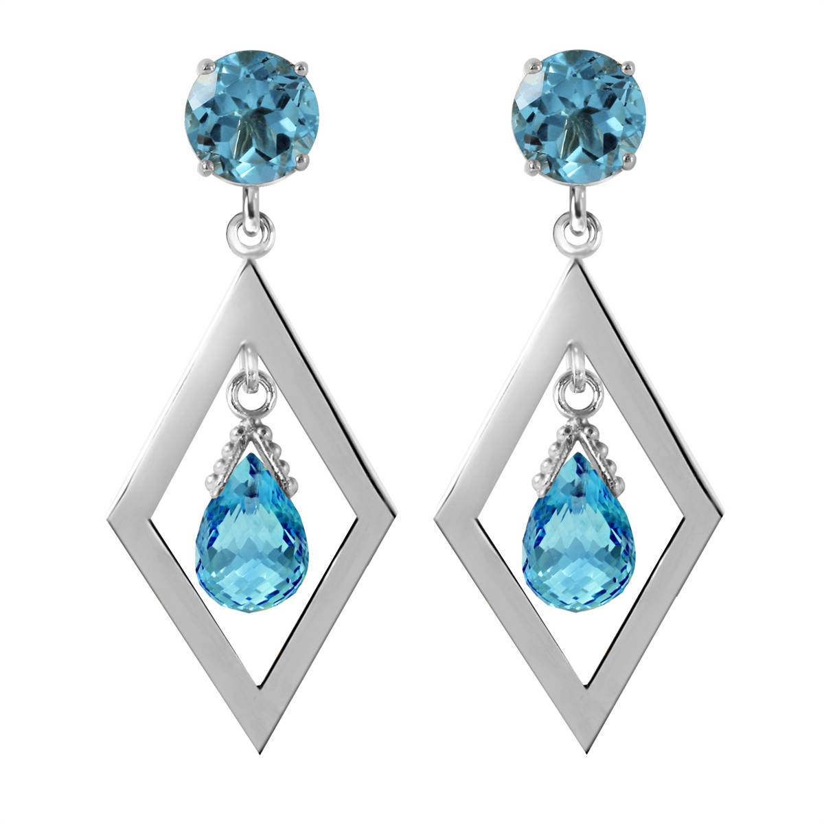 2.4 Carat 14K Solid Yellow Gold Make A Comeback Blue Topaz Earrings