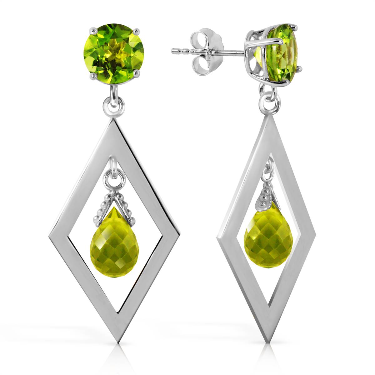 2.4 Carat 14K Solid White Gold At The Pier Peridot Earrings