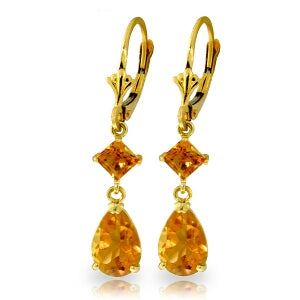 4.5 Carat 14K Solid Yellow Gold Beaute Citrine Earrings