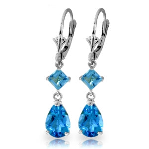4.5 Carat 14K Solid White Gold Guard Your Heart Blue Topaz Earrings