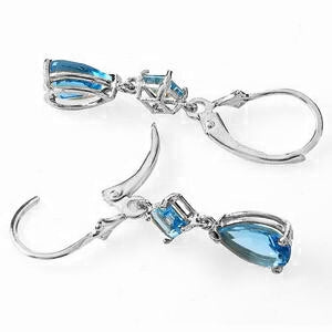4.5 Carat 14K Solid White Gold Guard Your Heart Blue Topaz Earrings
