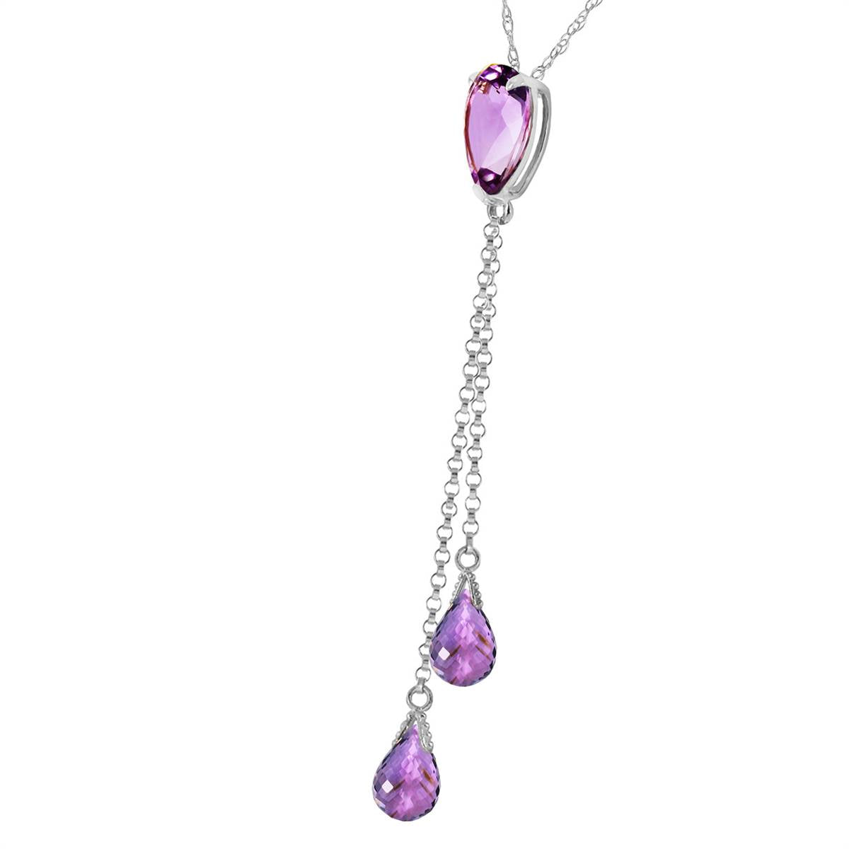 3.75 Carat 14K Solid White Gold Necklace Purple Amethyst