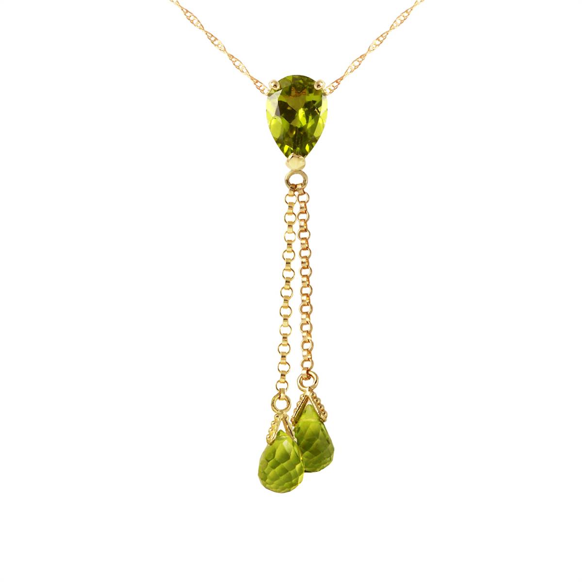 3.75 Carat 14K Solid Yellow Gold Necklace Peridot