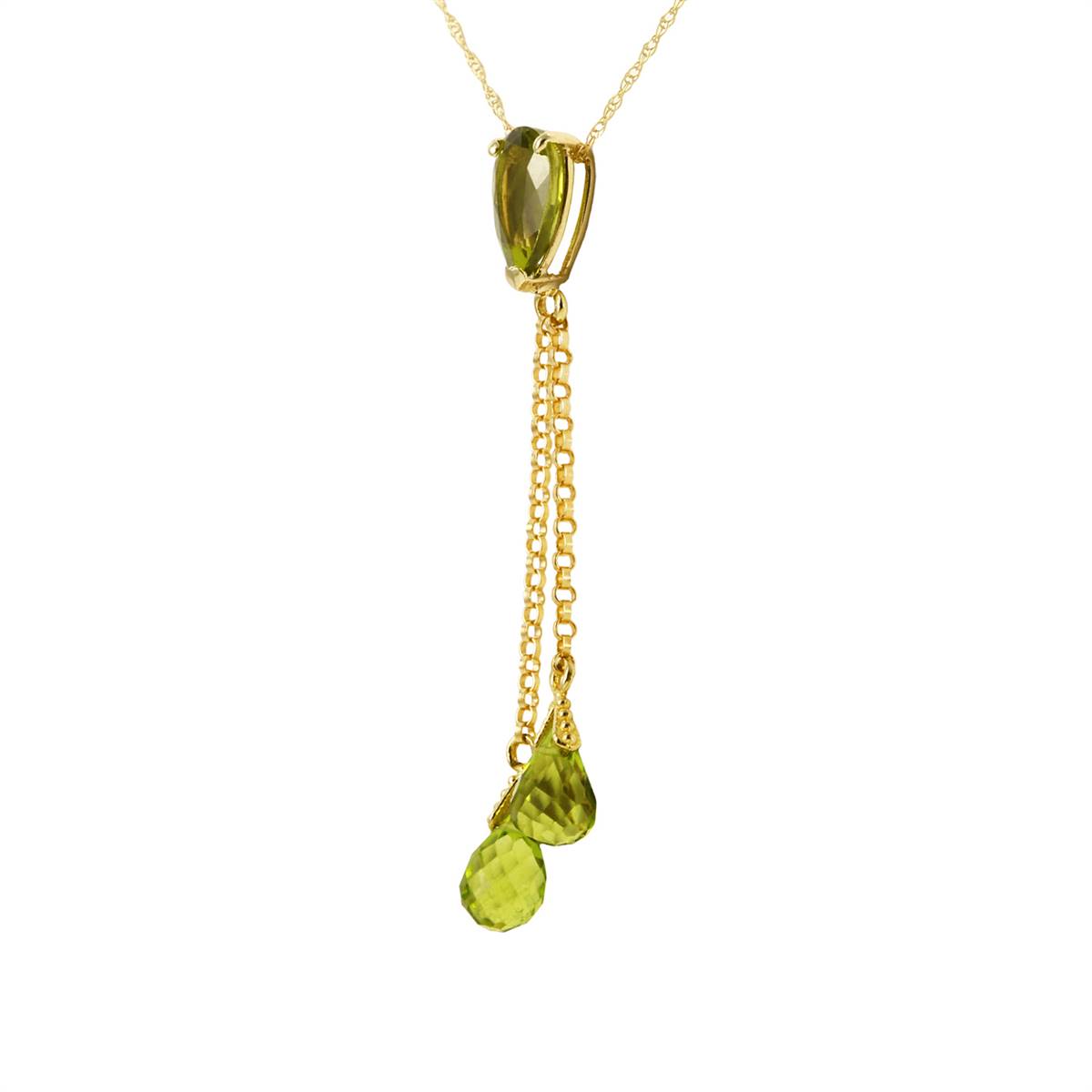 3.75 Carat 14K Solid Yellow Gold Necklace Peridot