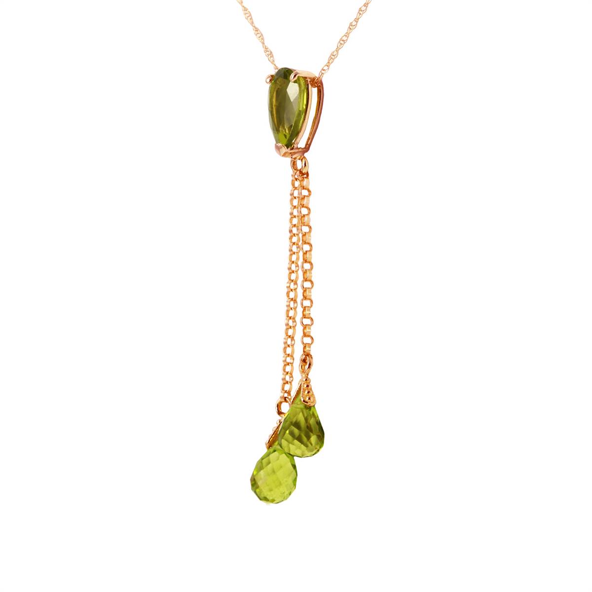 14K Solid Rose Gold Necklace w/ Peridots