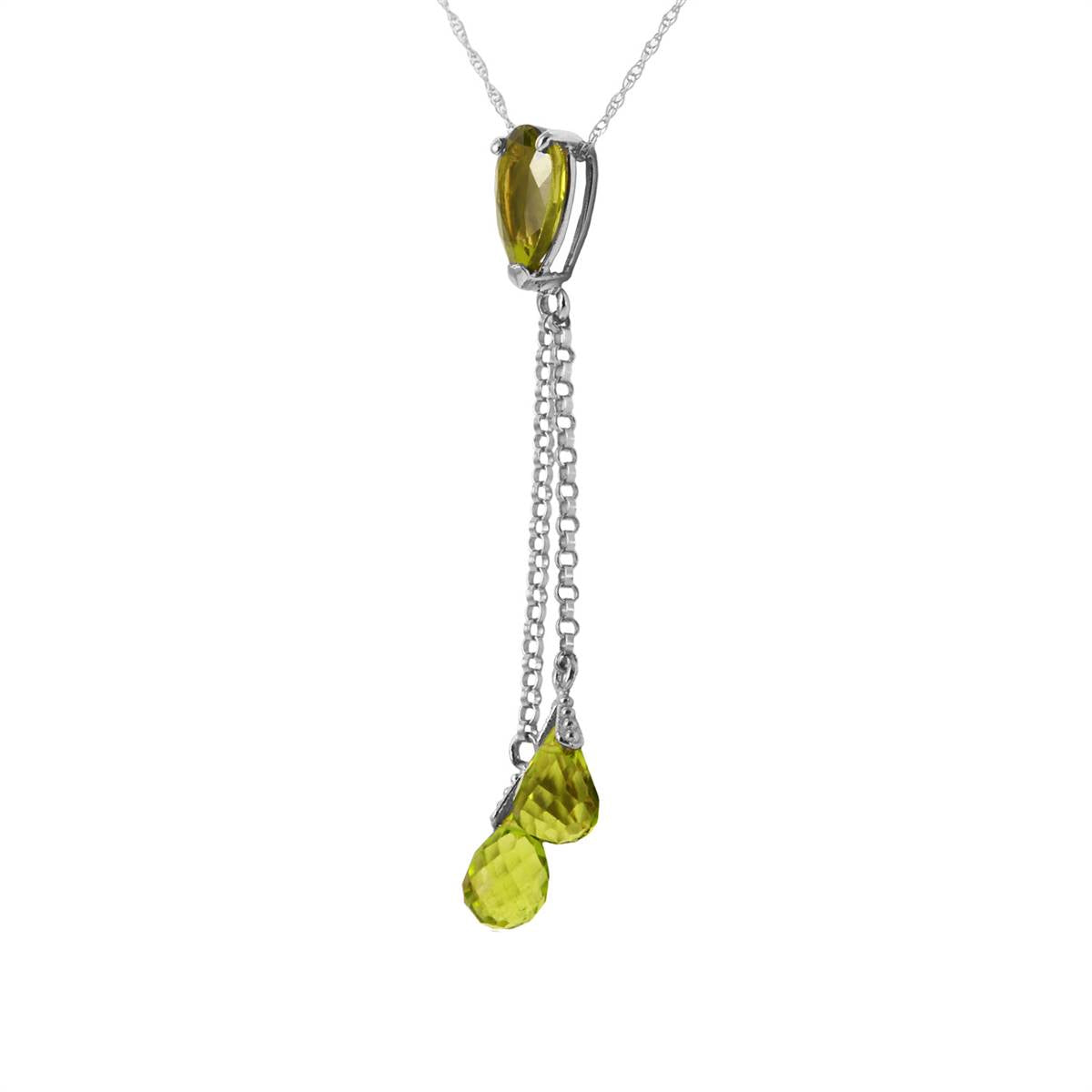 3.75 Carat 14K Solid White Gold Necklace Peridot