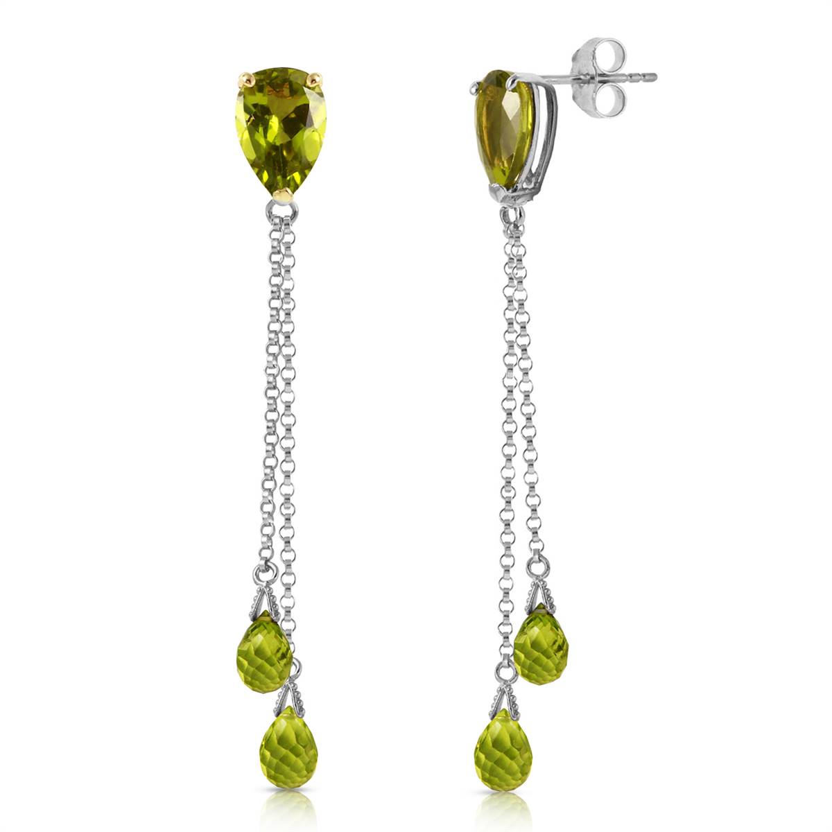 7.5 Carat 14K Solid White Gold All Parts Love Peridot Earrings