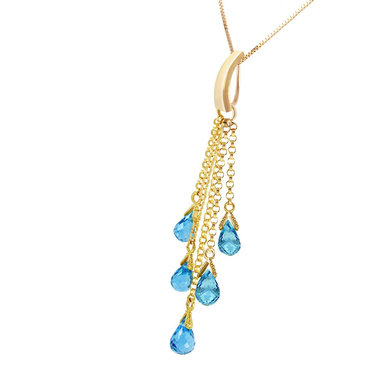 5.8 Carat 14K Solid Yellow Gold Upper East Side Blue Topaz Necklace
