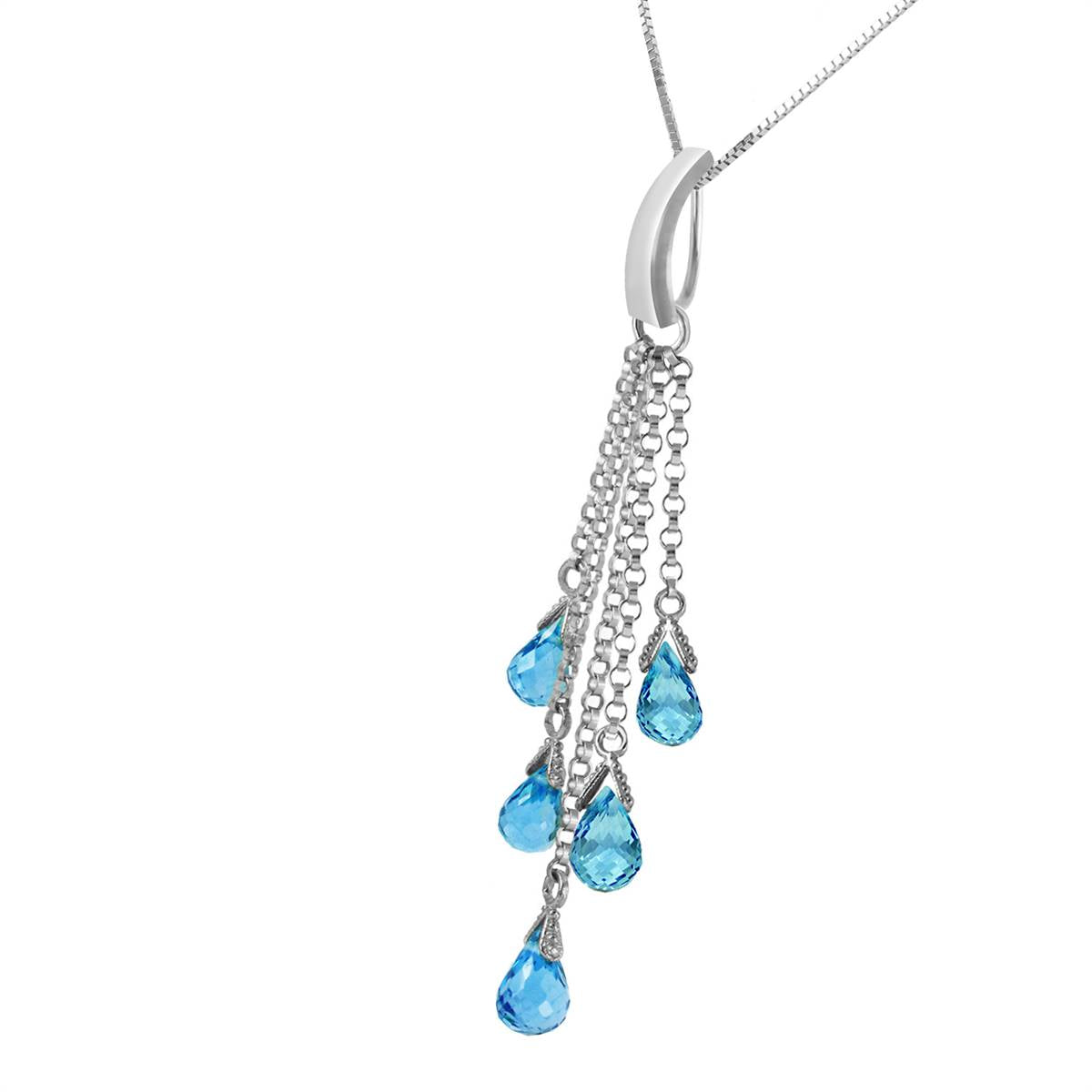 5.8 Carat 14K Solid White Gold Topaz In The Rough Blue Topaz Necklace