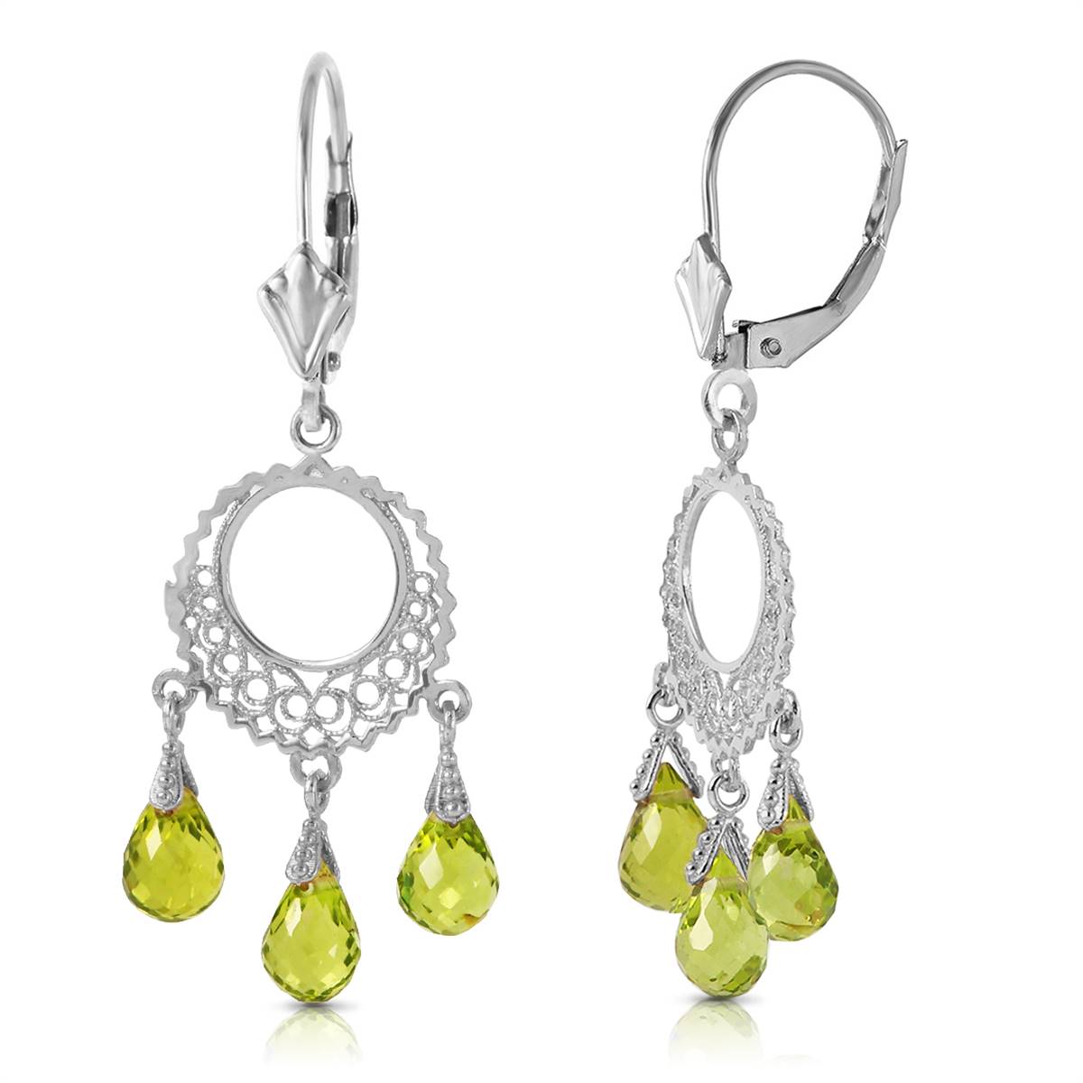 3.75 Carat 14K Solid White Gold Not Single Anymore Peridot Earrings