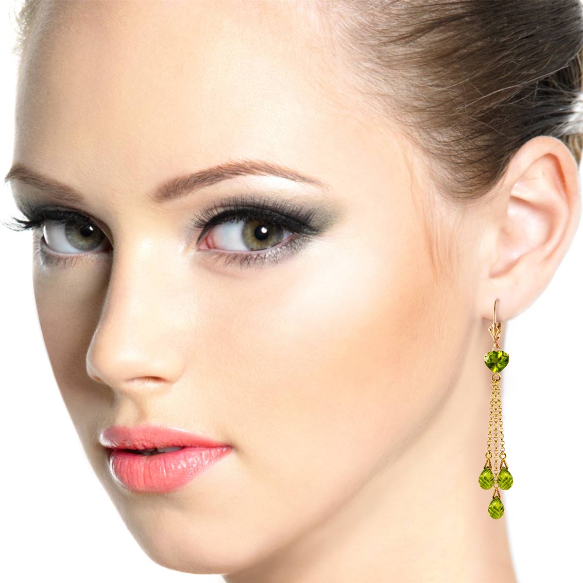 9.5 Carat 14K Solid Yellow Gold Chandelier Earrings Briolette Peridot