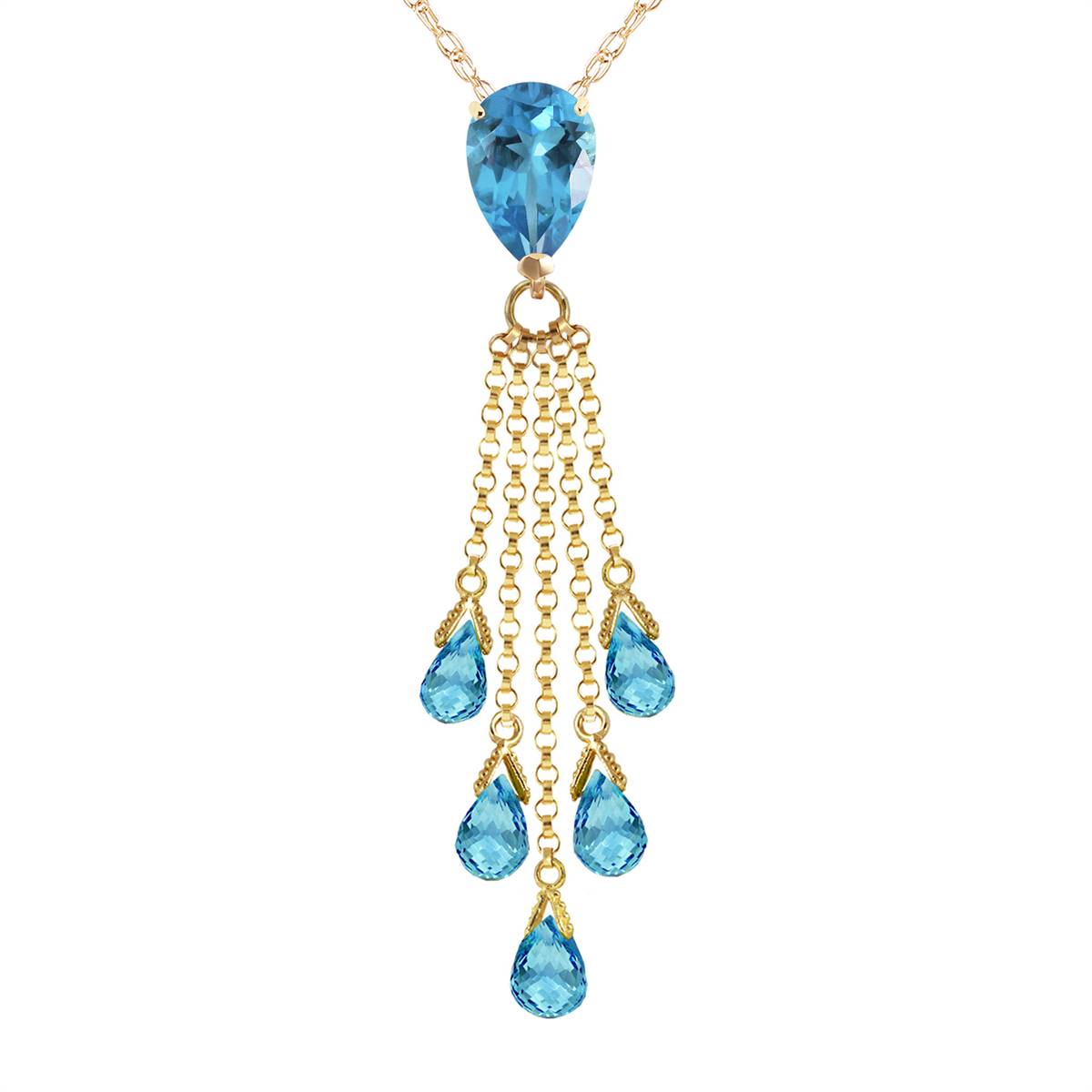 7.5 Carat 14K Solid Yellow Gold Stand Tall Blue Topaz Necklace