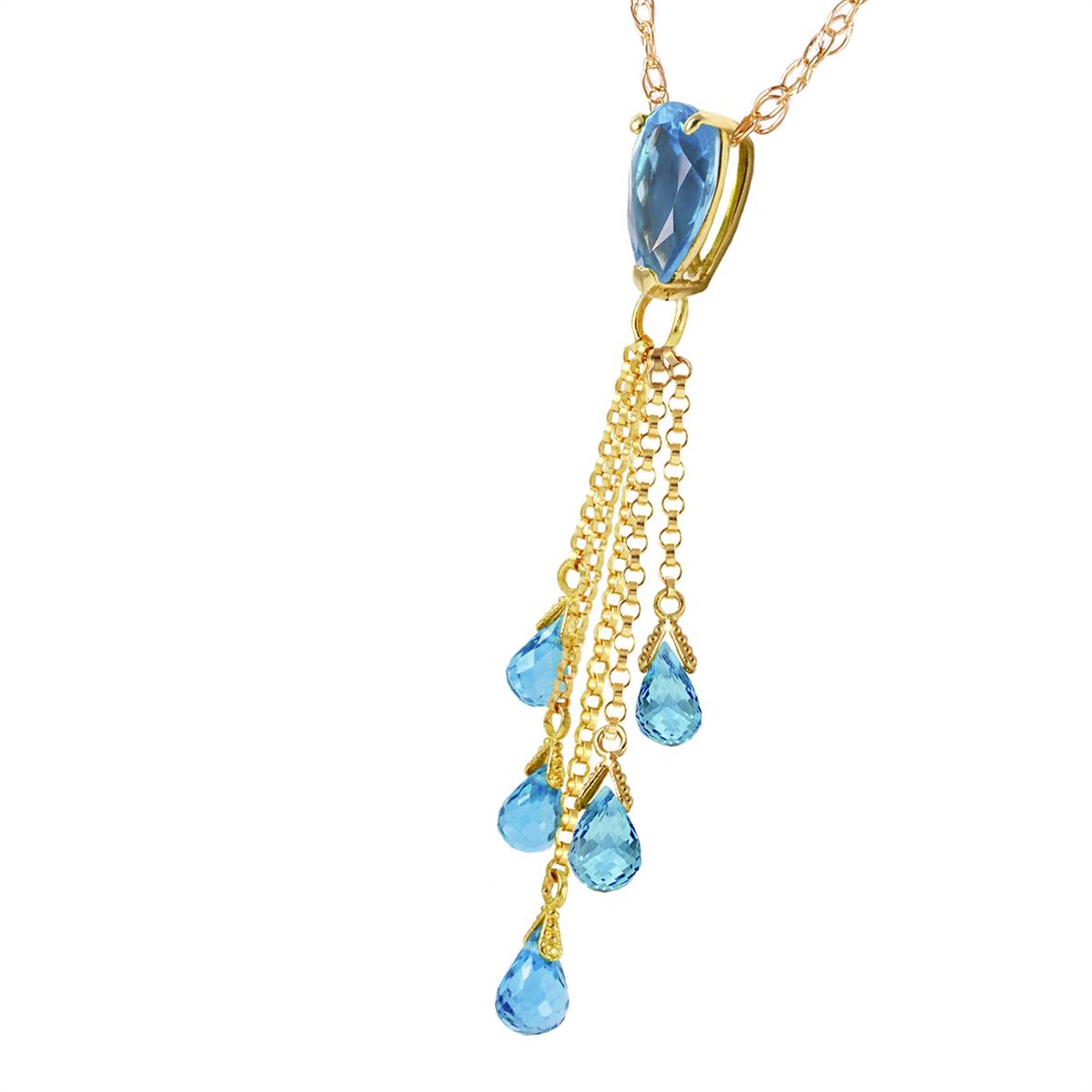 7.5 Carat 14K Solid Yellow Gold Stand Tall Blue Topaz Necklace