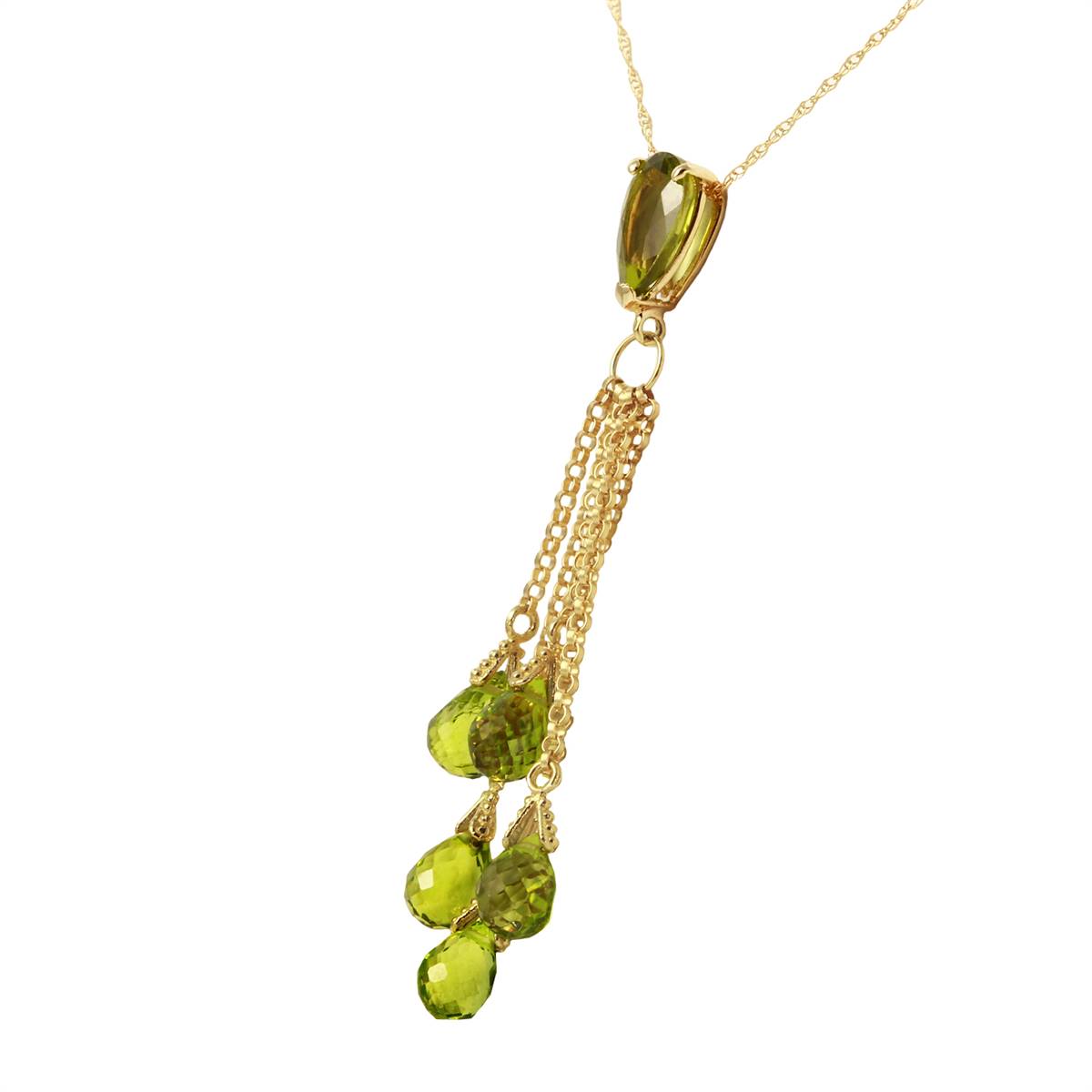 7.5 Carat 14K Solid Yellow Gold Necklace Briolette Peridot