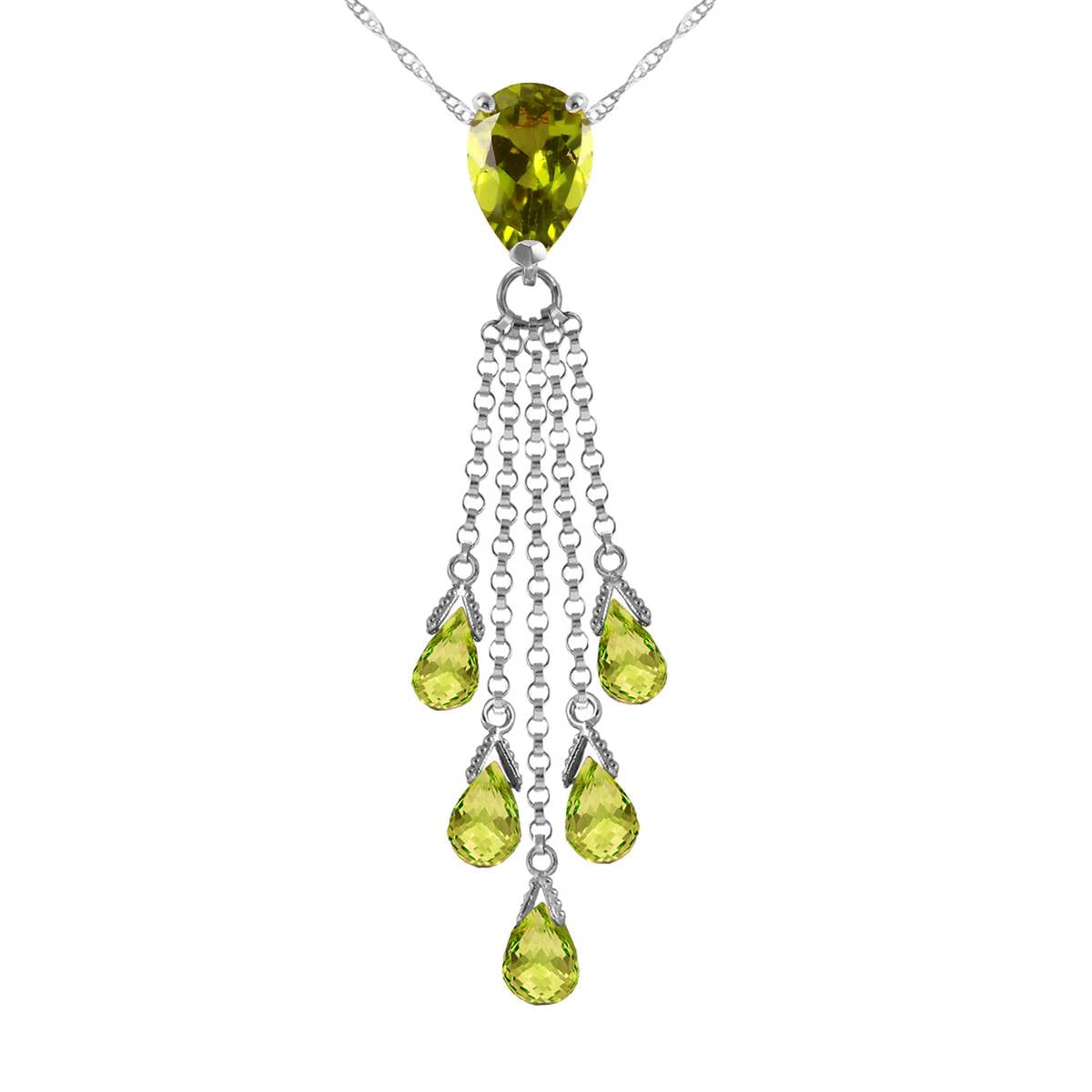 7.5 Carat 14K Solid White Gold Necklace Briolette Peridot